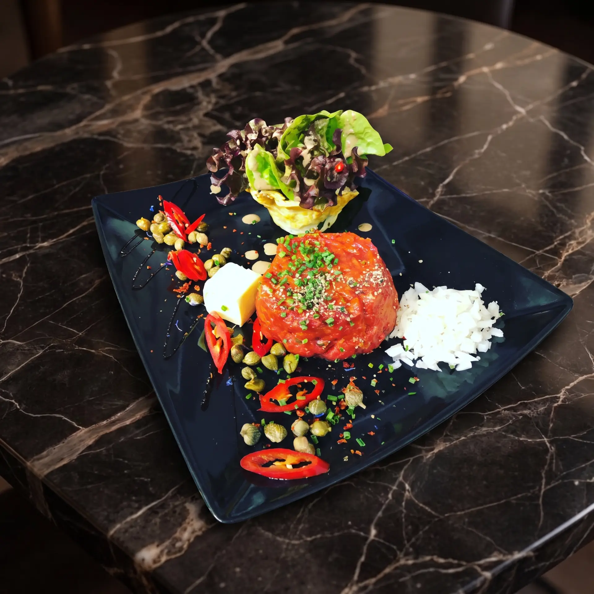 Rinds Tatar im Restaurant Traube St. Gallen